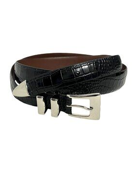 Torino Leather Co Belt Black Alligator Embossed Italian Calfskin Mens Size 44